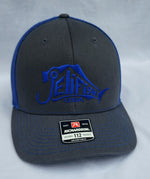 Load image into Gallery viewer, Jelifish USA Embroidered Richardson 112 Trucker Hat in Charcoal / Royal Blue
