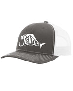 Load image into Gallery viewer, Jelifish USA Embroidered Richardson 112 Trucker Hat in Charcoal Grey / White
